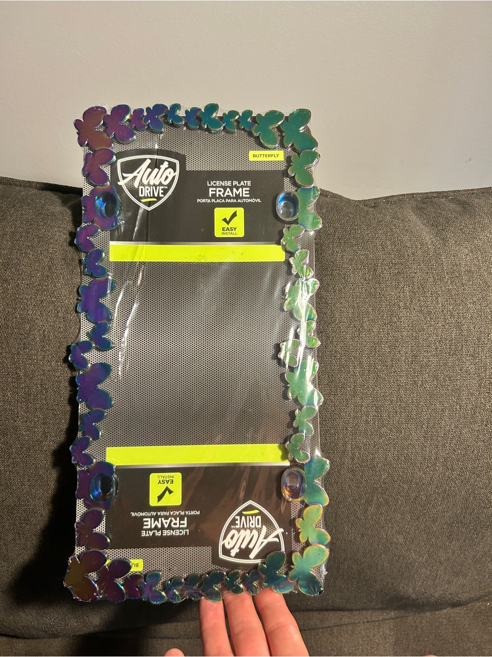 Auto Drive Iridescent Butterfly License Plate Frame - Green/Purple